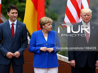 G7 Summit 2017 in Italy
The Canada Prime Minister Justin Trudeau with the Germany Chancellor Angela Merkel and the President of the United...