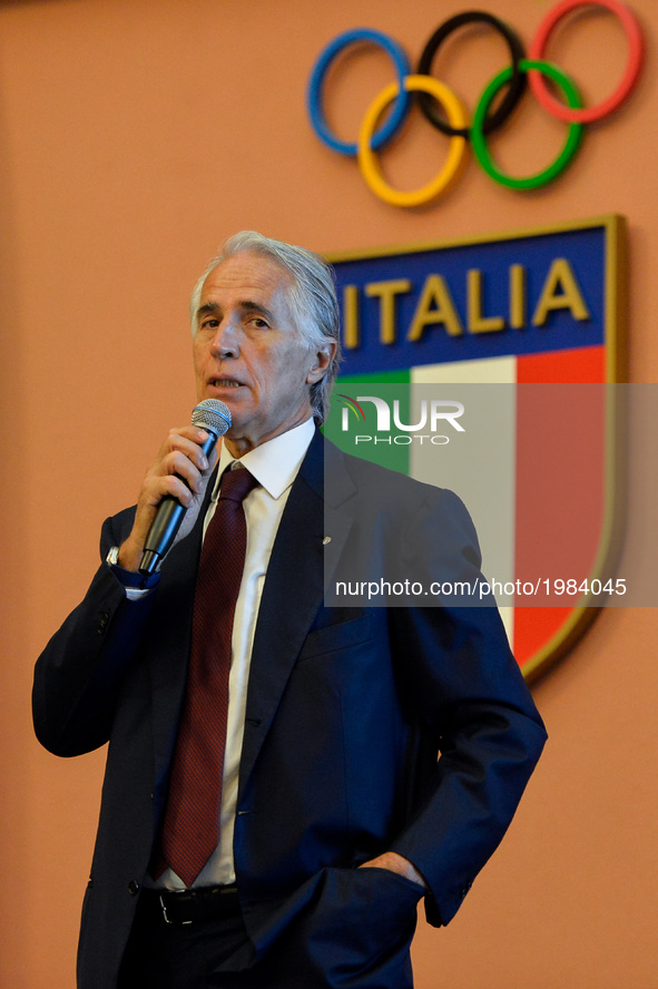 Giovanni Malagò,  during celebration for Honoris causa diploma for Totti in the salon of honor of CONI , Rome on may 26, 2017 