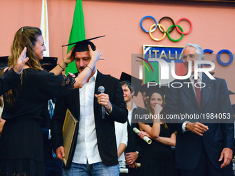 Francesco Totti during celebration for Honoris causa diploma for Totti in the salon of honor of CONI , Rome on may 26, 2017 (