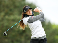 Sandra Gal of Germany tees off on the second tee during the second round of the LPGA Volvik Championship at Travis Pointe Country Club, Ann...