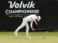 Sung Hyun Park of Republic of Korea on the 18th green after scoring a birdie during the second round of the LPGA Volvik Championship at Trav...