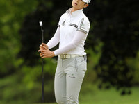 Sung Hyun Park of Republic of Korea reacts after missing her shot on the 17th green during the second round of the LPGA Volvik Championship...