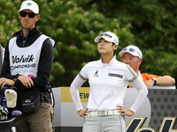 Sung Hyun Park of Republic of Korea waits on the 18th hole during the second round of the LPGA Volvik Championship at Travis Pointe Country...