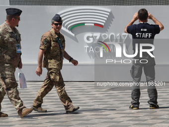 Security measures are taken as the G7 Taormina summit is held in the island of Sicily in Taormina, Italy on May 27, 2017. (