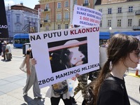 Protester take part at International March for release of animals to Close all Slaughterhouses at Ban Josip Jelacic square, in Zagreb, Croat...