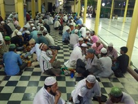 Indian Muslim  at ifter at the first day of Ramadan at a city  masque on May 28,2017 in Kolkata,India.
 (