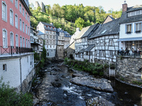 The medieval city of Monschau in the Eifel region, Germany  on the river Rur, in Monschau on May 25, 2017(