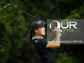 Jennifer Song of the United States tees off on the 7th tee during the final round of the LPGA Volvik Championship at Travis Pointe Country C...