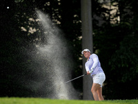 Brittany Lincicome of the United States hits out of the bunker toward the 6th green during the final round of the LPGA Volvik Championship a...