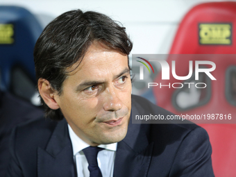 Head coach of Lazio Simone Inzaghi during the Serie A match between FC Crotone and SS Lazio at Stadio Comunale Ezio Scida on May 28, 2017 in...