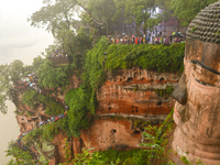 A view of the head of Giant Buddha statue from the platform on the right.
On Tuesday, September 13, 2016 in Leshan, China. (