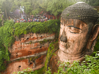 A view of the head of Giant Buddha statue from the platform on the right.
On Tuesday, September 13, 2016 in Leshan, China. (