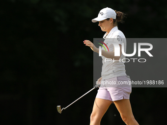 Ally McDonald of Fulton, MS walks on the 6th green during the final round of the LPGA Volvik Championship at Travis Pointe Country Club, Ann...