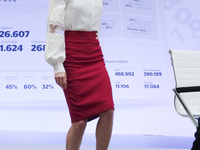 MADRID, SPAIN - MAY 29: Queen Letizia of Spain attends the 10th Anniversary of 'Microfinanzas BBVA' at the BBVA Bank Foundation on May 29, 2...