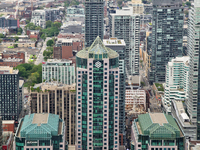 Elevated view of buildings in downtown Toronto, Ontario, Canada, on 29 May 2017. . (