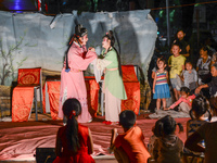 Chinese Street Theatre performance for children, in Huangshi center.
On Monday, September 19, 2016 in Huangshi, Yangxin County, China. (