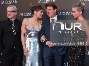 Tom Cruise, Sofia Boutella, Annabelle Wallis and director Alex Kurtzman attend the 'The Mummy' Spanish premiere at 'Callao City Lights' cine...