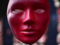 Red masks, part of the activist group Rio de Paz's art installation of masks symbolizing Brazil's President Michel Temer and 594 Brazilian l...
