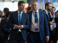 Gazprom Management Committee Deputy Chairman Alexander Medvedev (R) attends the St. Petersburg International Economic Forum (SPIEF), Russia,...