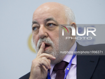 Chairman of the Board of Directors, Renova Group; President, Skolkovo Foundation Victor Vekselberg attends a session of the St. Petersburg I...