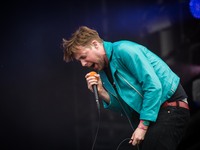Ricky Wilson of the english indie rock band Kaiser Chiefs pictured on stage as they perform at Pinkpop Festival 2017 in Landgraaf, Netherlan...