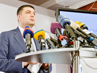 KIEV, UKRAINE - AUGUST 1: Volodymyr Groysman, Vice Prime-Minister of Ukraine, Head of the government taskforce for MH17 crash investigation...