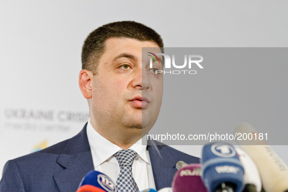 KIEV, UKRAINE - AUGUST 1: Volodymyr Groysman, Vice Prime-Minister of Ukraine, Head of the government taskforce for MH17 crash investigation 
