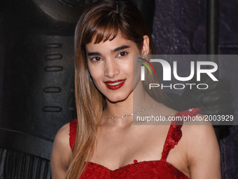 Actress Sofia Boutella is seen attending at  the red carpet to promote his latest film 'The Mummy' at Soumaya Museum on June 05, 2017 in Mex...