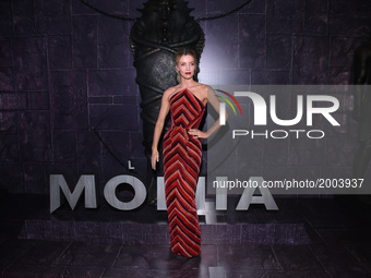 Actress Annabelle Wallis is seen attending at  the red carpet to promote his latest film 'The Mummy' at Soumaya Museum on June 05, 2017 in M...