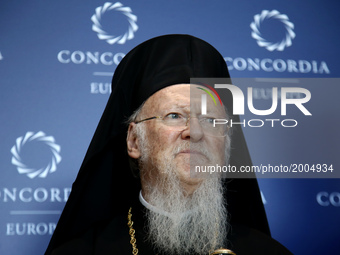 Ecumenical Patriarch of Constantinople of the Eastern Orthodox Church, Bartholomew I of Constantinople, at the Concordia Europe Summit, in A...