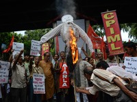 Activists of Communist Party of India (Marxist–Leninist)  protest against killing of five farmers of  Mandsaur police firing incident, at Ma...