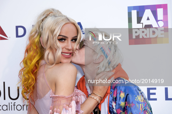 Gigi Loren Lazzarato aka, Gigi Gorgeous (L) attends day 1 of LA Pride Music Festival on June 10, 2017 in West Hollywood, California. The two...