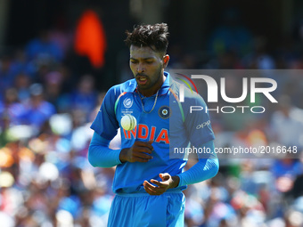 Hardik Pandya of India
during the ICC Champions Trophy match Group B between India and South Africa at The Oval in London on June 11, 2017 (
