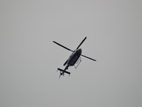 A police helicopter is seen during the 'Justice March' to protest against the Turkish government held by the main opposition Republican Peop...
