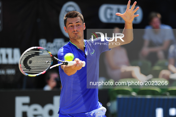 Bernard Tomic (AUS) during a match against Tomas Berdych (CZE) in the round of eight of the Mercedes Cup in Stuttgart, Germany on June 15, 2...