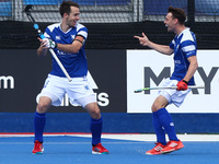 Chris Grassick of Scotland celebrates his goal
during The Men's Hockey World League 2017 Group B match between Netherlands and Pakinstan at...