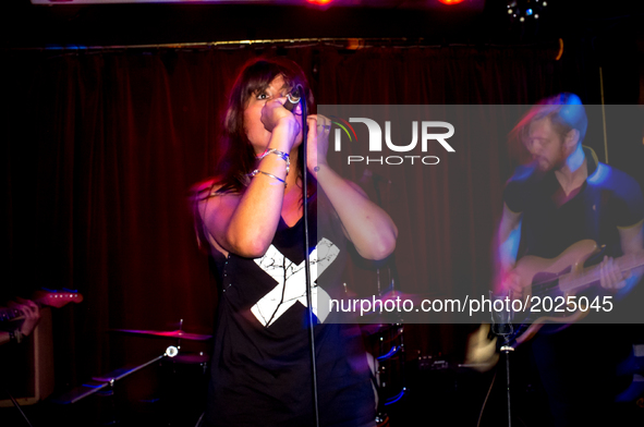 British singer Lucie Barat is pictured live on stage at The Monarch, in Camden, london on Jne 15, 2017. Lucie Barât is a British actress, wr...