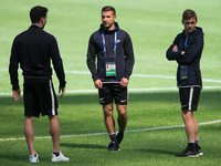 Players of the New Zealand national football team at a training session ahead of their 2017 FIFA Confederations Cup match against Russia at...
