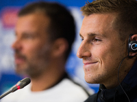 Chris Wood of the New Zealand national football team during a news conference at the St.Petersburg Stadium, Russia, Friday, June 16, 2017 (