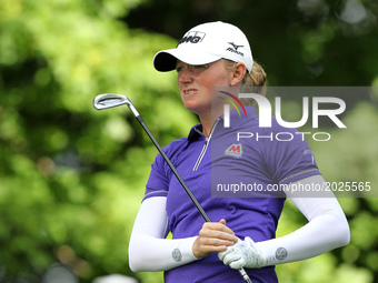 Stacy Lewis of Texas follows her tee shot on the 14th hole during the second round of the Meijer LPGA Classic golf tournament at Blythefield...
