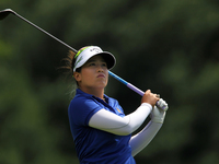 Thidapa Suwannapura of Thailand follows her shot off the 5th tee during the second round of the Meijer LPGA Classic golf tournament at Blyth...