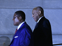Bill Cosby (R), with spokesperson Andrew Wyatt, departs Montgomery Courthouse after the fifth day of jury deliberations in the aggravated in...