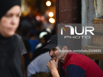 Local people in the street market in Fes Medina, a scene from a daily life in Fes during the Ramadan 2017.
On Friday, June 16, 2017, in Fes,...