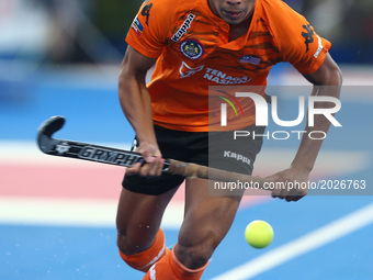 Nik Rosemi Aiman of Malaysia
during The Men's Hockey World League Semi-Final 2017 Group A match between Argentina and Malaysia The Lee Valle...