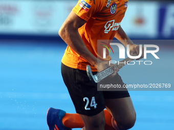 Nik Rosemi Aiman of Malaysia
during The Men's Hockey World League Semi-Final 2017 Group A match between Argentina and Malaysia The Lee Valle...