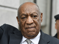 Bill Cosby reacts after judge Steven O'Neill declares a mistrial in the aggravated indecent assault trail of entertainer Bill Cosby, at Mont...