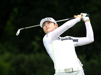 Sung Hyun Park of Republic of Korea follows her fairway shot on the 7th hole during the third round of the Meijer LPGA Classic golf tourname...