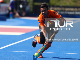 Izad Jamaluddin of Malaysia
 during The Men's Hockey World League Semi-Final 2017 Group A match between England  and Malaysia The Lee Valley...