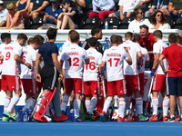 Jon Bleby having words at half time
 during The Men's Hockey World League Semi-Final 2017 Group A match between England  and Malaysia The Le...