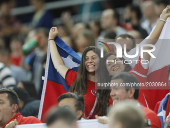 Chile national team supporters during the Group B - FIFA Confederations Cup Russia 2017 match between Cameroon and Chile at Spartak Stadium...